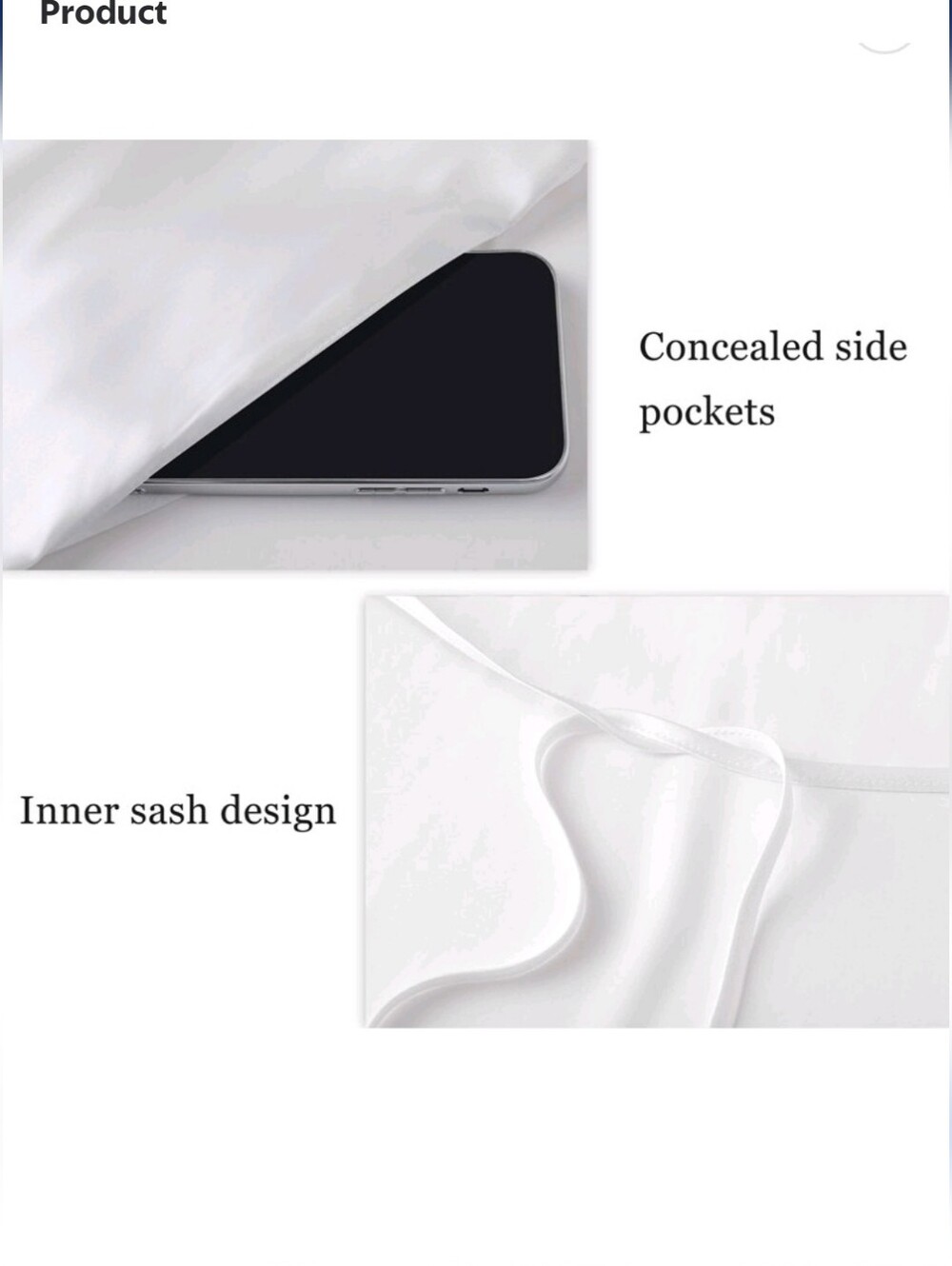 Silky White Feather-Trim Long Robe - Picture 5 of 6